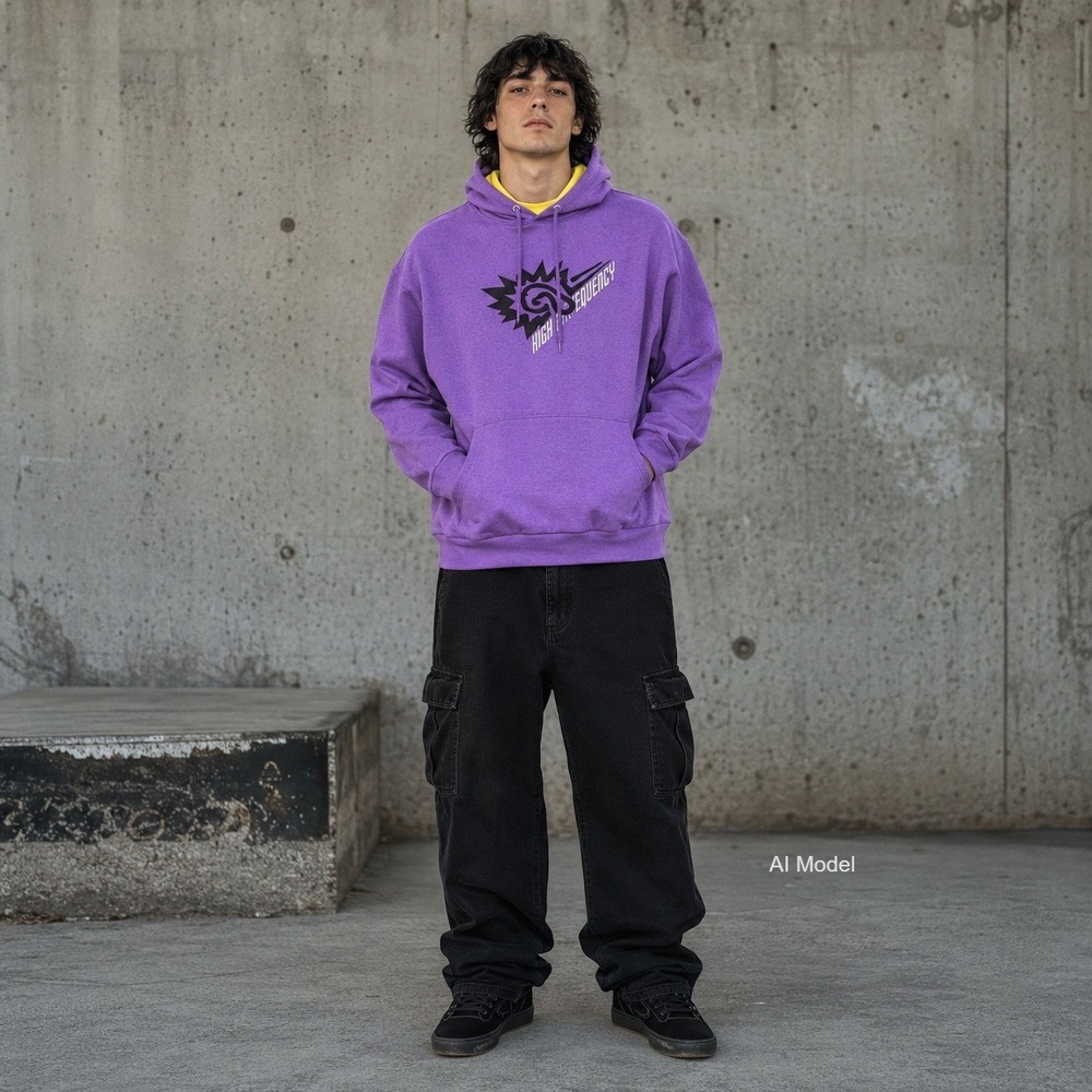Blood Brother High Frequency Hoodie Large Purple Sweatshirt Graphic Streetwear
